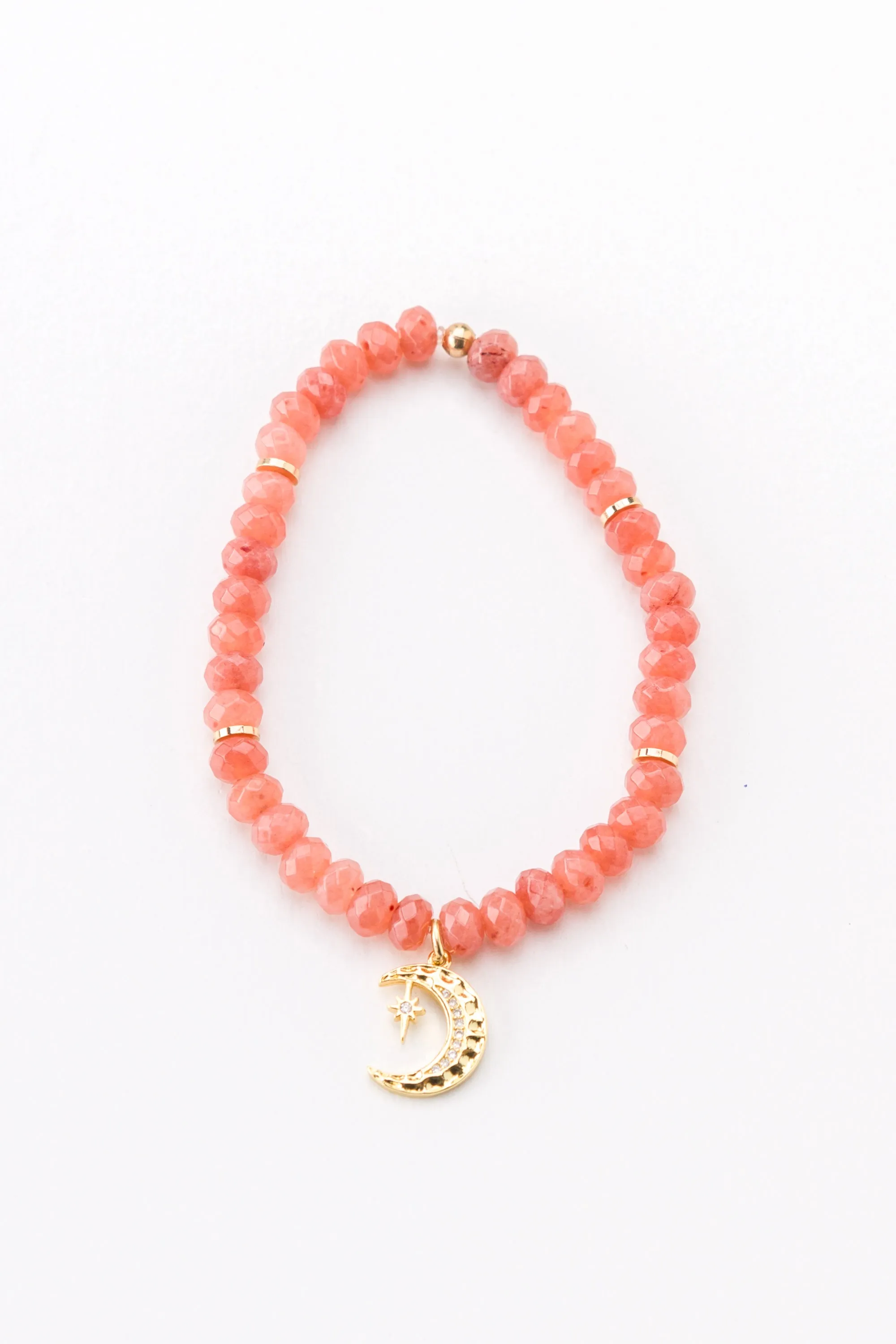 Tangy Tangerine Beaded Stretchy Bracelet