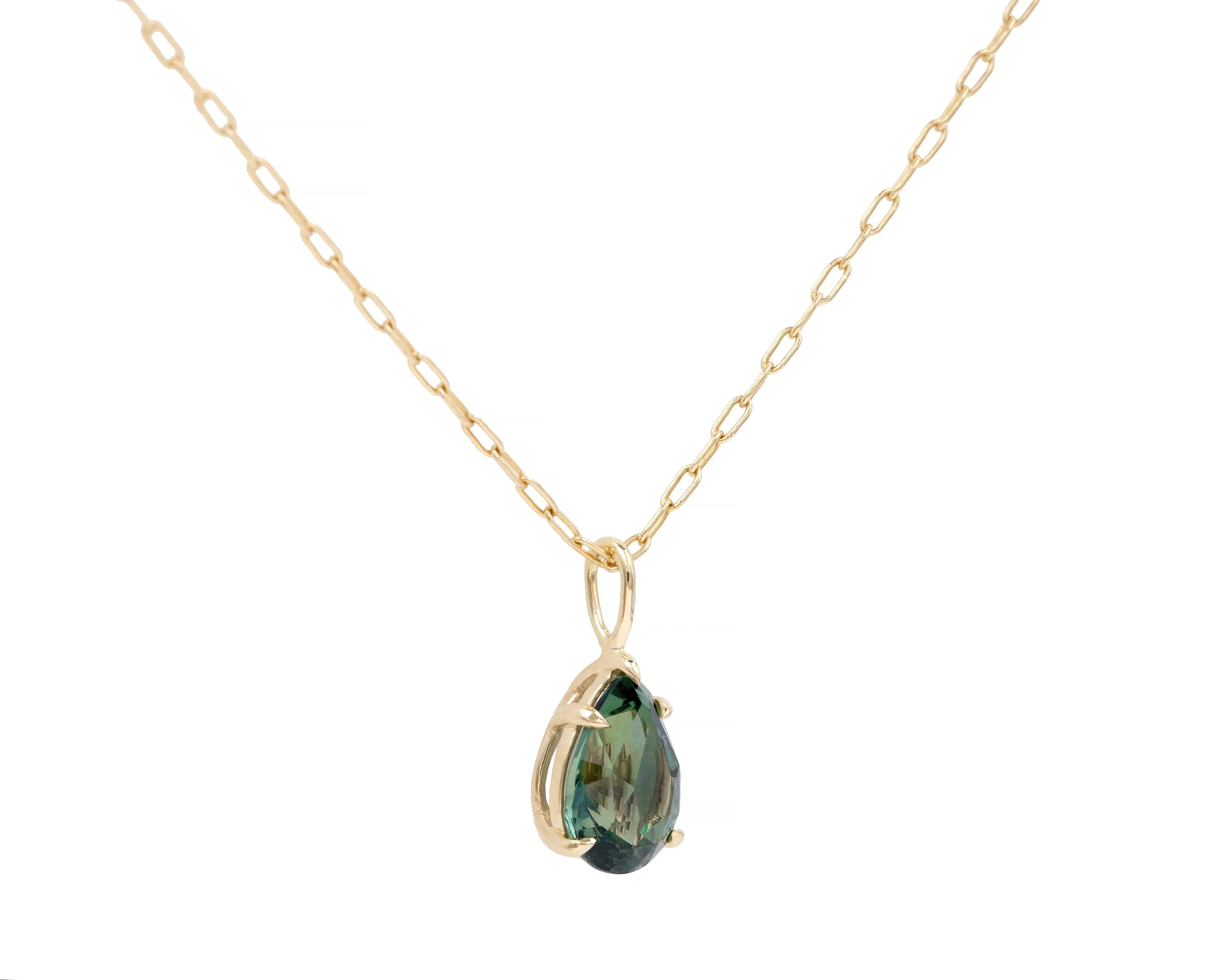 Teal Sapphire Teardrop Pendant