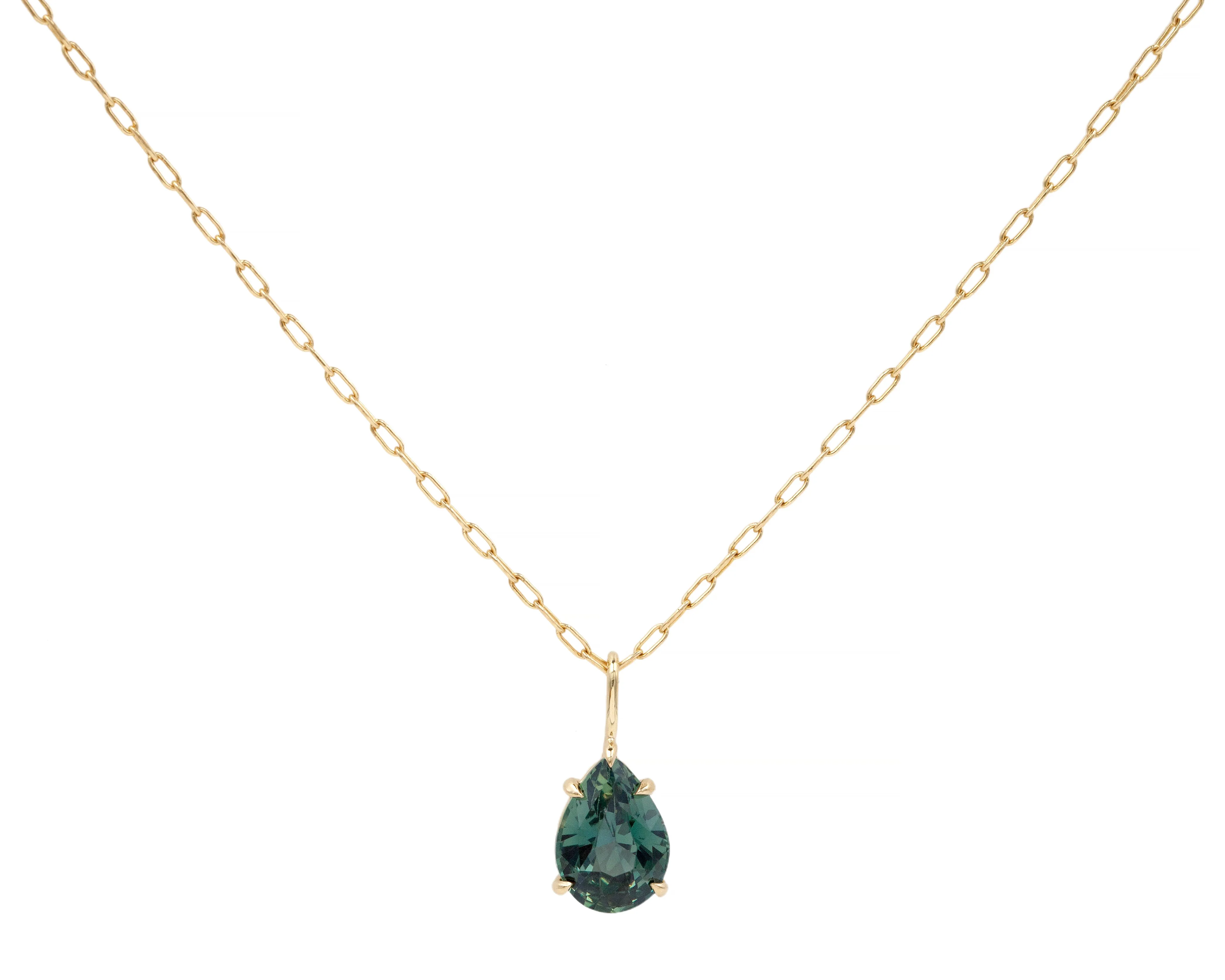 Teal Sapphire Teardrop Pendant