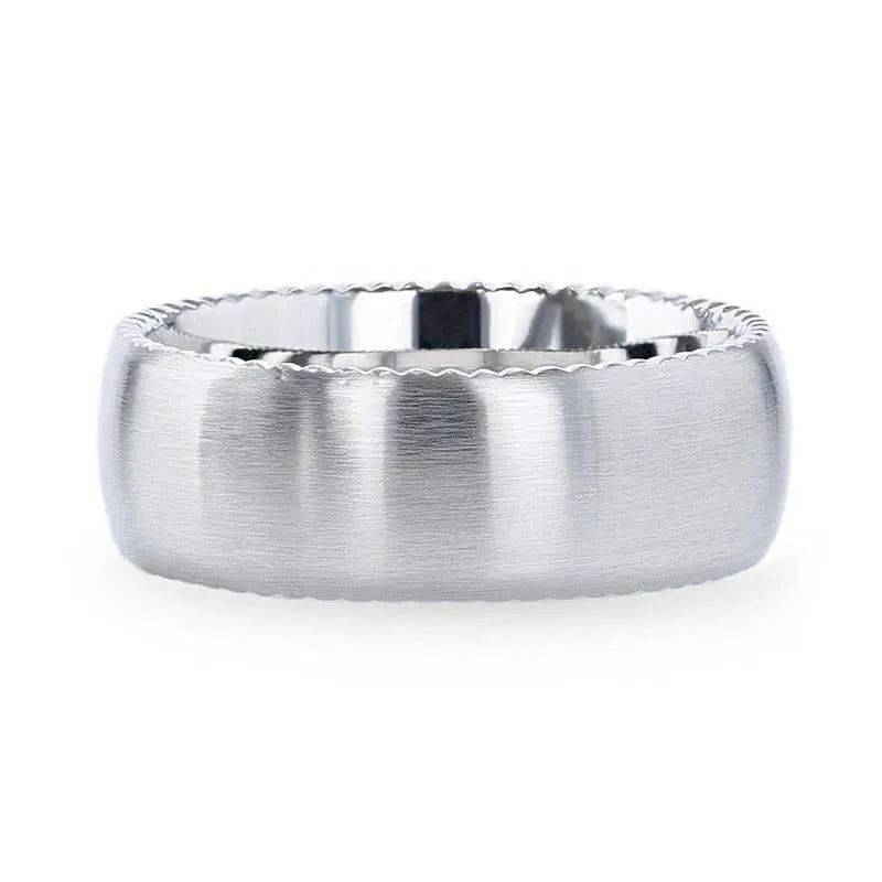 Thorsten DYNAMO Domed Brushed Finish Cobalt Men's Wedding Ring With Rope Patterned Edges - 8mm