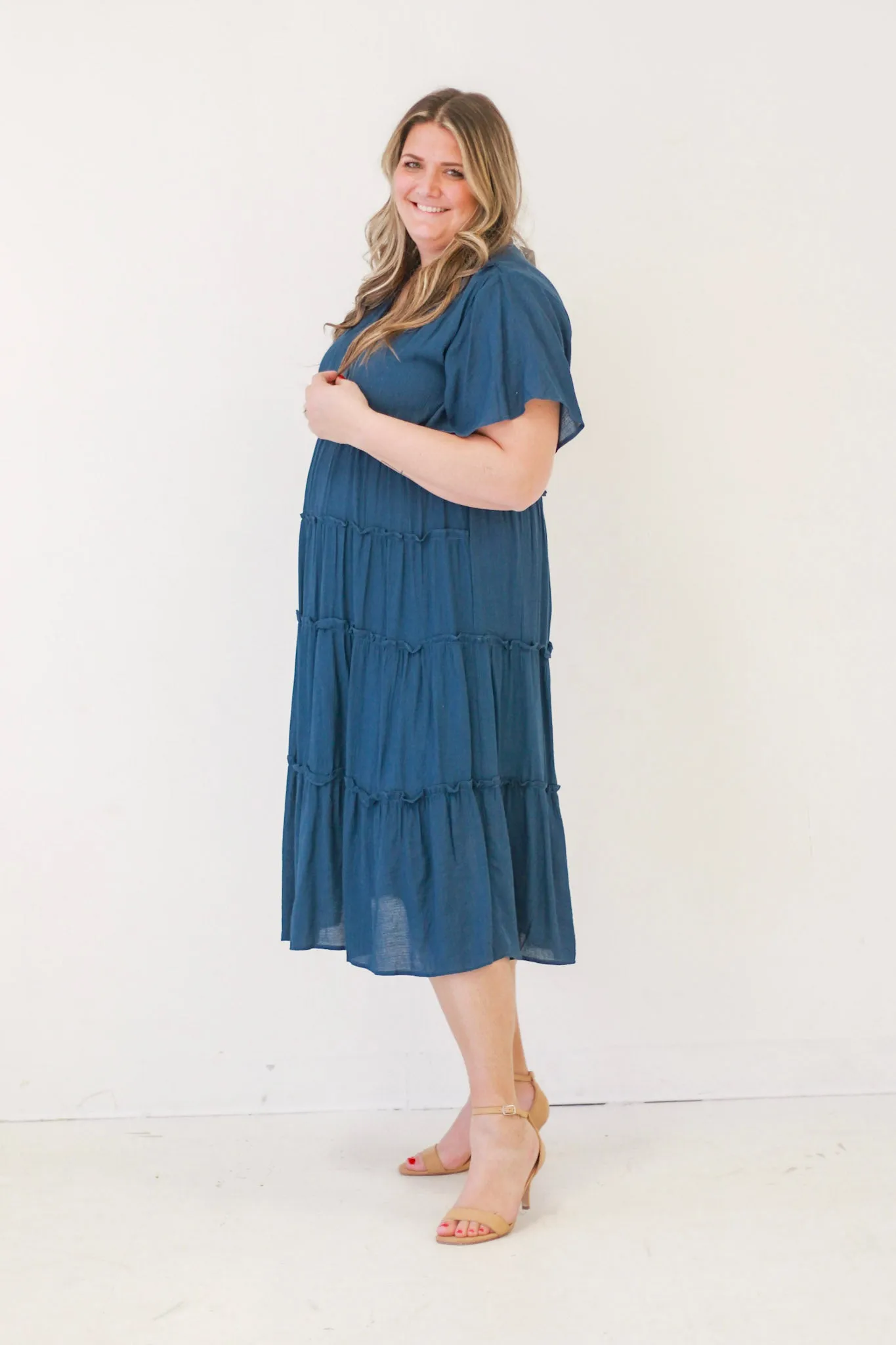 Time to Breathe Dress in Navy