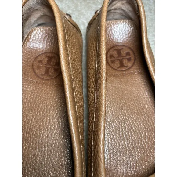 Tory Burch Kendrick Tumbled Leather Shoes Tan Size 7M