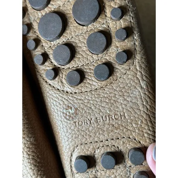 Tory Burch Kendrick Tumbled Leather Shoes Tan Size 7M