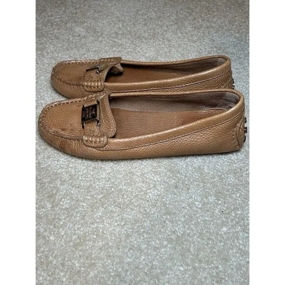 Tory Burch Kendrick Tumbled Leather Shoes Tan Size 7M