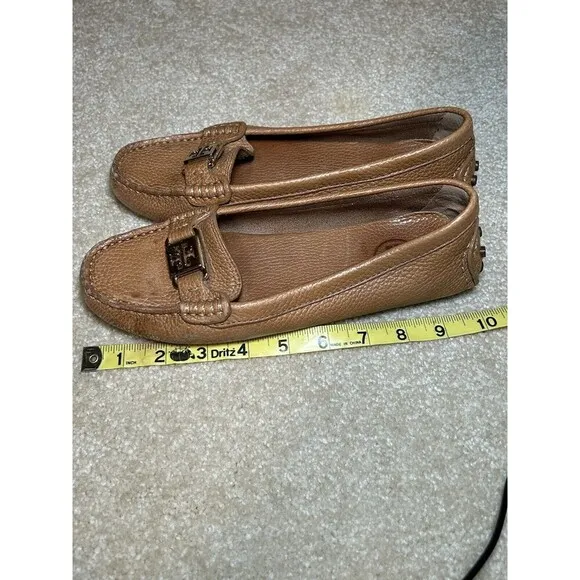 Tory Burch Kendrick Tumbled Leather Shoes Tan Size 7M