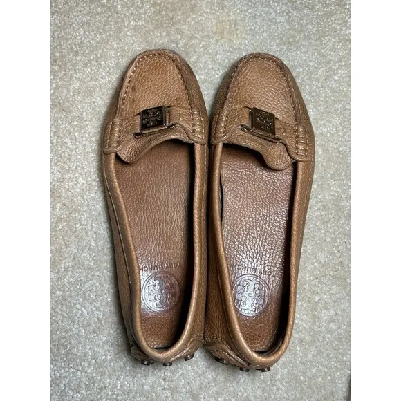 Tory Burch Kendrick Tumbled Leather Shoes Tan Size 7M
