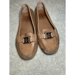 Tory Burch Kendrick Tumbled Leather Shoes Tan Size 7M