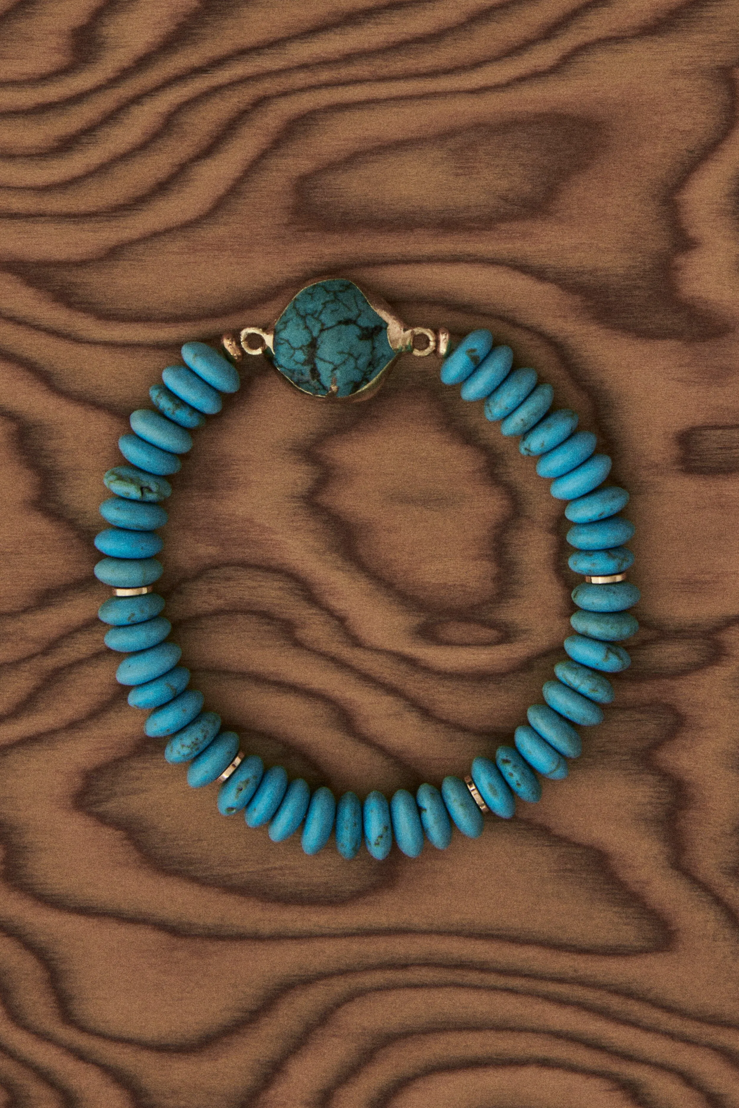 Turquoise Round Bead Stretchy Bracelet