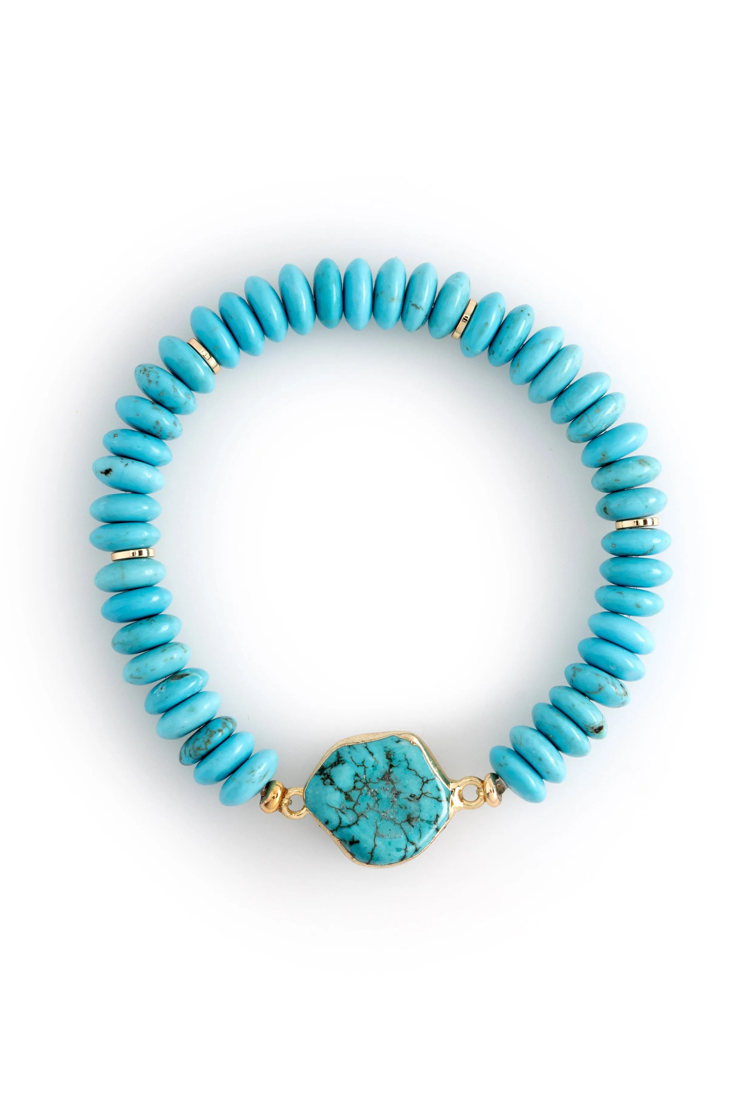Turquoise Round Bead Stretchy Bracelet