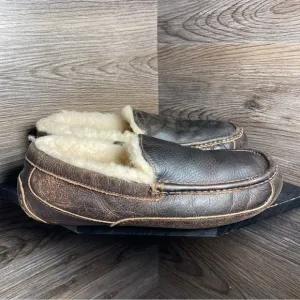 Ugg ascot loafer brown leather slippers