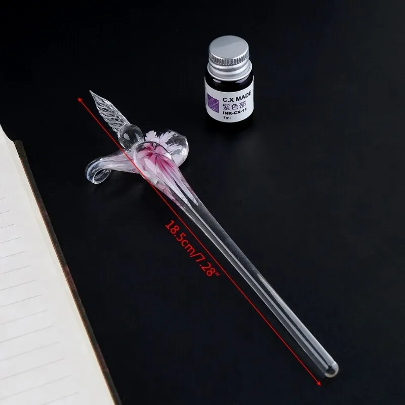 Vintage Elegant Floral Glass Dip Pen