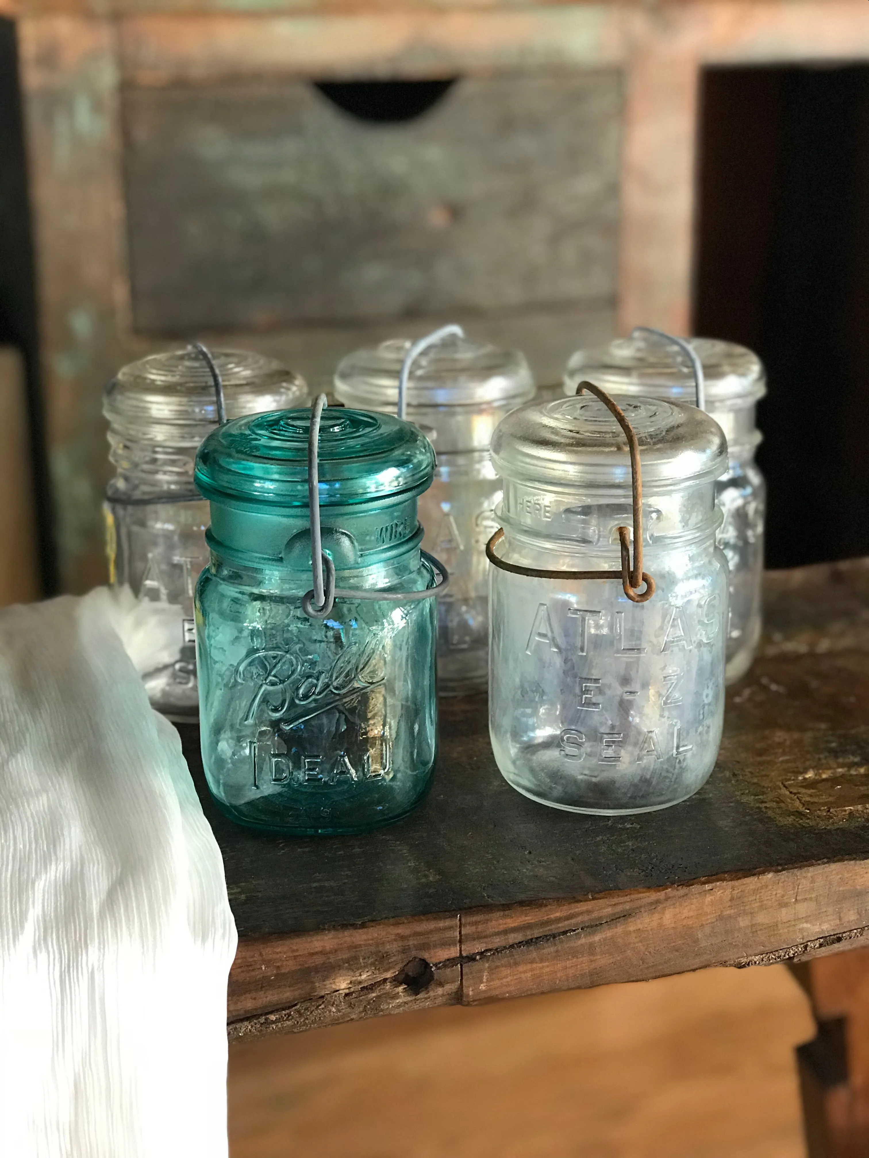Vintage Wire Bail Mason Jar Candle