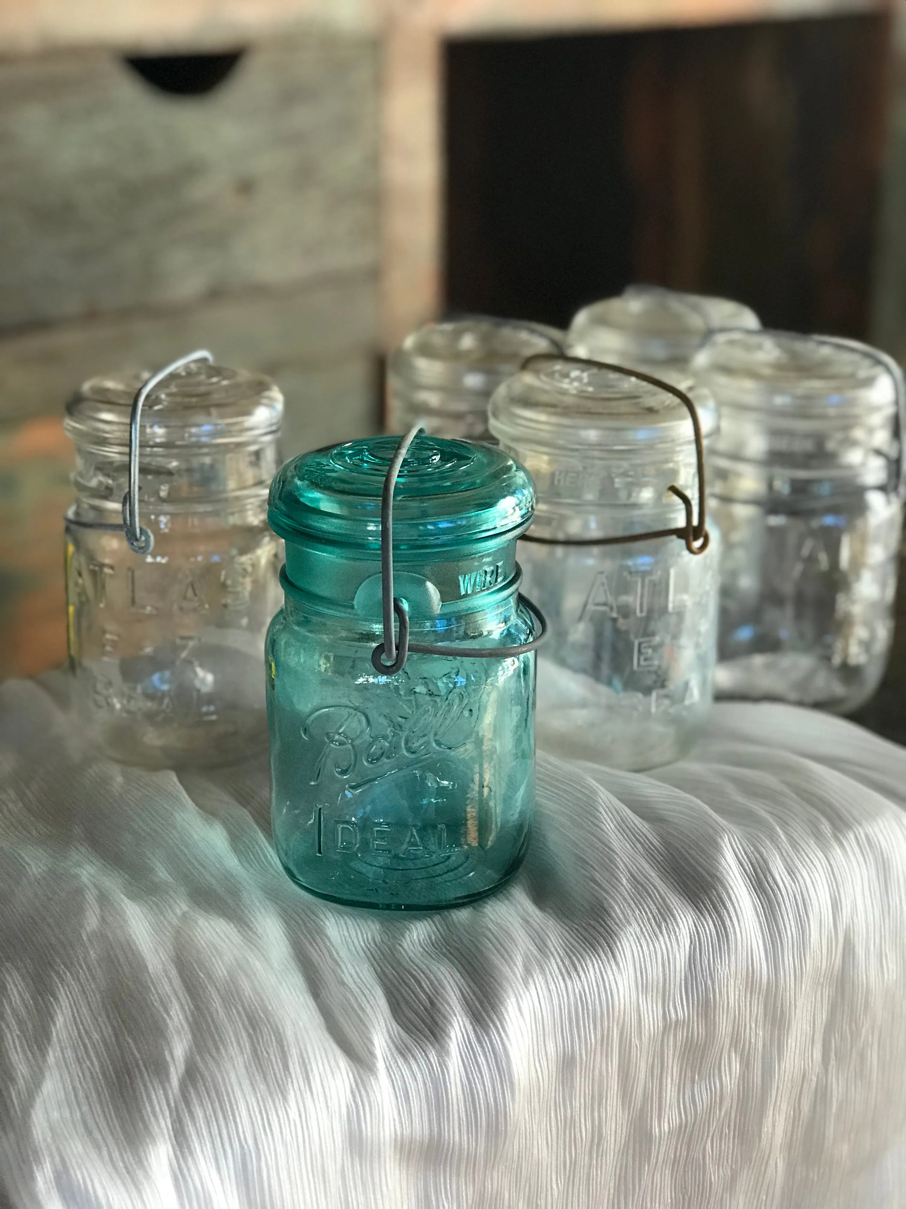 Vintage Wire Bail Mason Jar Candle