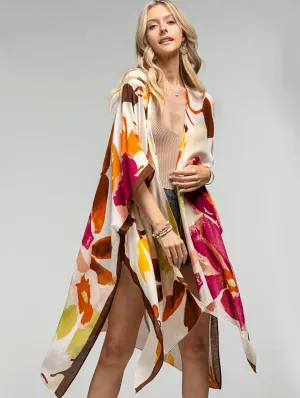 Watercolour Floral Open Cover Up