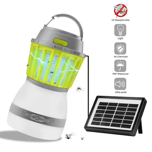 Waterproof Camping Lantern Bug Zapper Mosquito Killer Light Outdoor Garden Solar LED Work Light