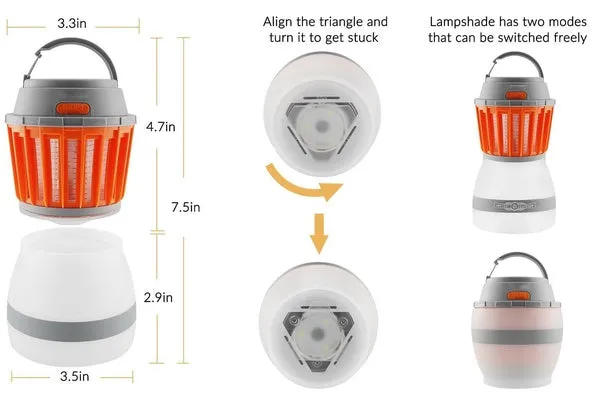 Waterproof Camping Lantern Bug Zapper Mosquito Killer Light Outdoor Garden Solar LED Work Light
