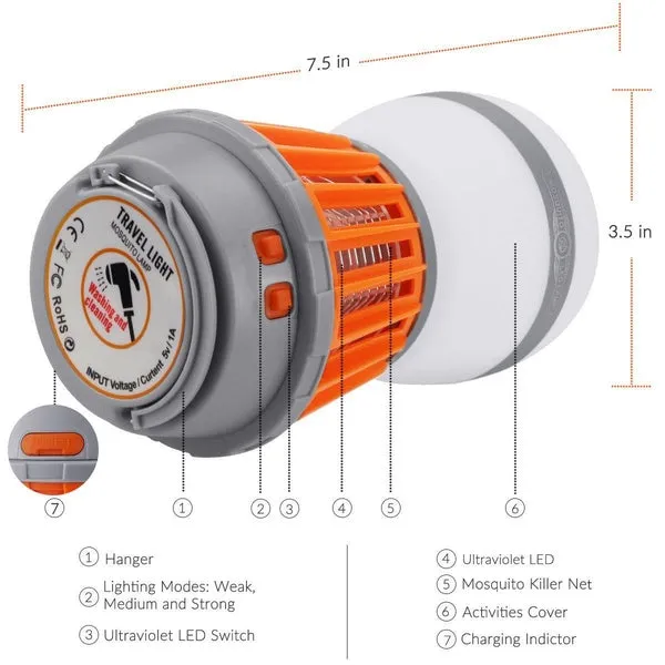 Waterproof Camping Lantern Bug Zapper Mosquito Killer Light Outdoor Garden Solar LED Work Light