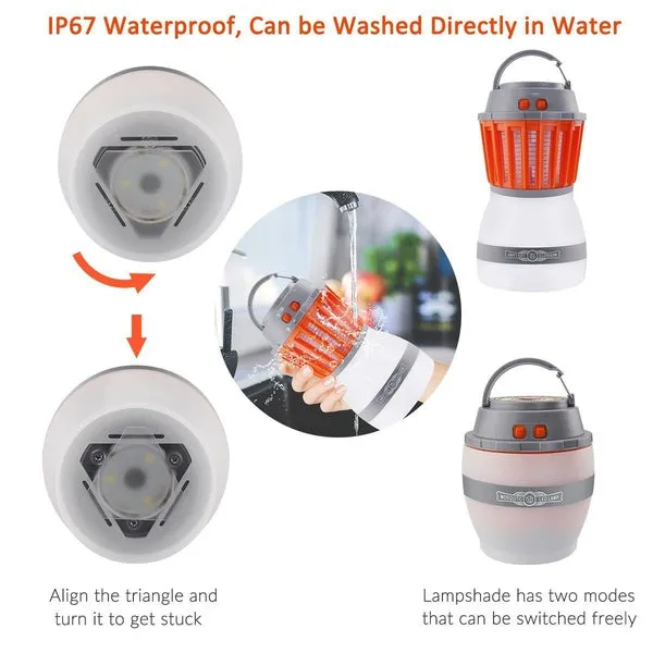 Waterproof Camping Lantern Bug Zapper Mosquito Killer Light Outdoor Garden Solar LED Work Light