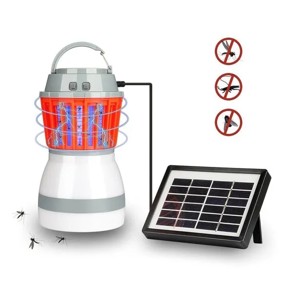 Waterproof Camping Lantern Bug Zapper Mosquito Killer Light Outdoor Garden Solar LED Work Light