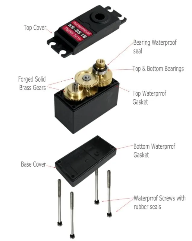 Waterproof High Torque 20kgf Metal Gear Digital Servo for Robot , RC Boat , Car
