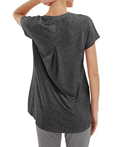 Yoga T-Shirts Womens Sports Tops for Short Sleeve Running Gym Active Wear Black M